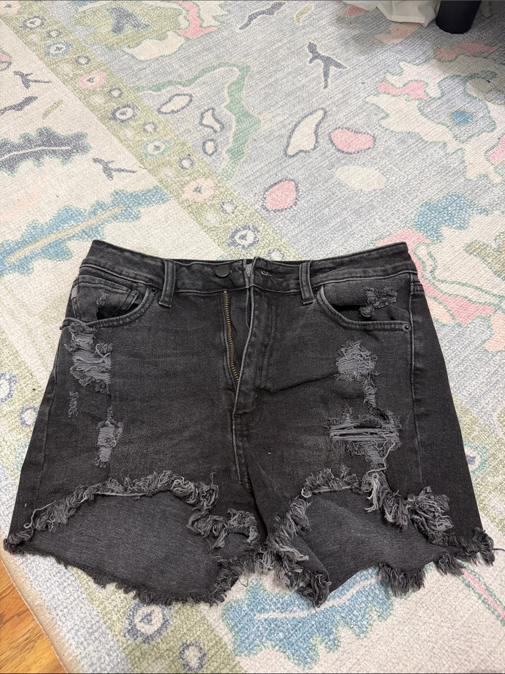 Just USA Black Distressed Frayed Hem Jean Shorts